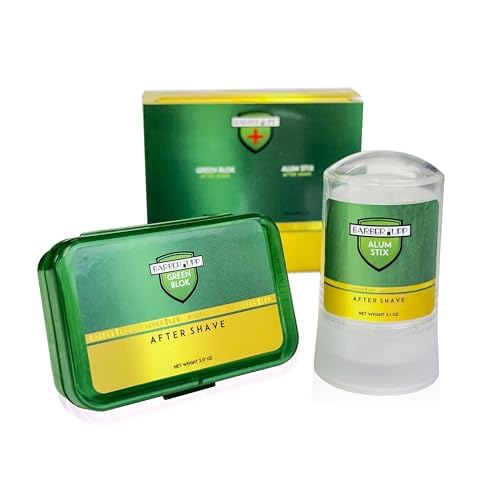 Natural Alum Block Aftershave Care - 3.5 oz / 100g, Shaving Essential for Men - Skin Soothing Styptic Green Blok - Prevents Razor Nicks - Post Shave with Portable Travel Case ? Combo Pack