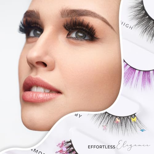 Profusion Cosmetics Empowered Butterfly Flutter Lashes 4 Pairs Eyelash Set ? Soft Wispy & Glitter False Lashes with Thin Flexible Band, Reusable & All-Day Comfortable Wear