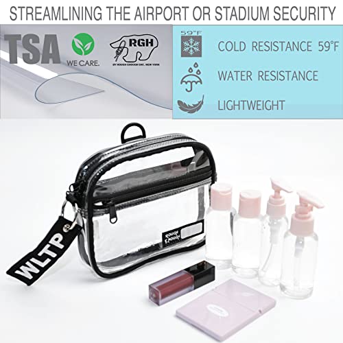 Rough Enough Clear Quart Size TSA Approved Toiletry Bag Small with Keychain for Travel Size Toiletries