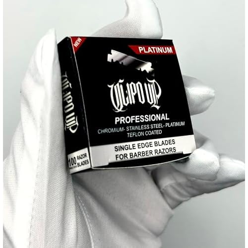 Professional Platinum Single Edge Barber Razor Blades, 100-Pack, Chromium Stainless Steel, Teflon Coated CLIPD UP