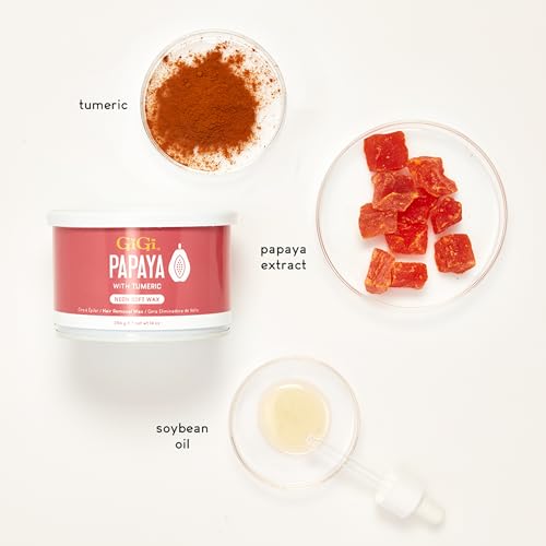 Gigi Neon Soft Wax, Papaya ? Hair Removal Wax for Sensitive Skin & Body, Salon & At-Home Waxing for Women, 14 Oz
