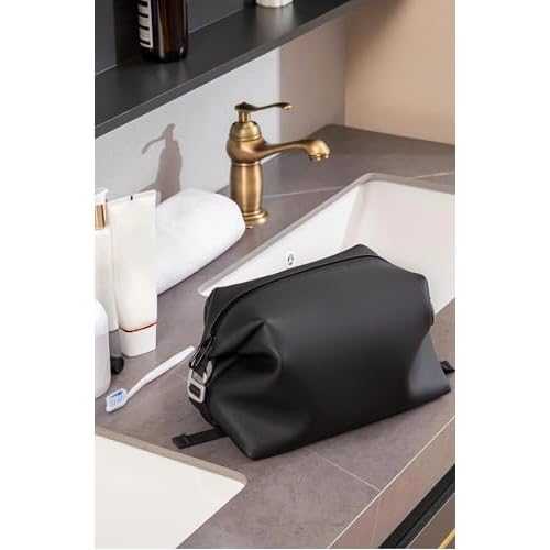 6"x 11" 6L Large Silicone Toiletry Bag,Waterproof Leakproof Foldable Travel Organizer,Dopp Kit Alternative for Men & Women,Black