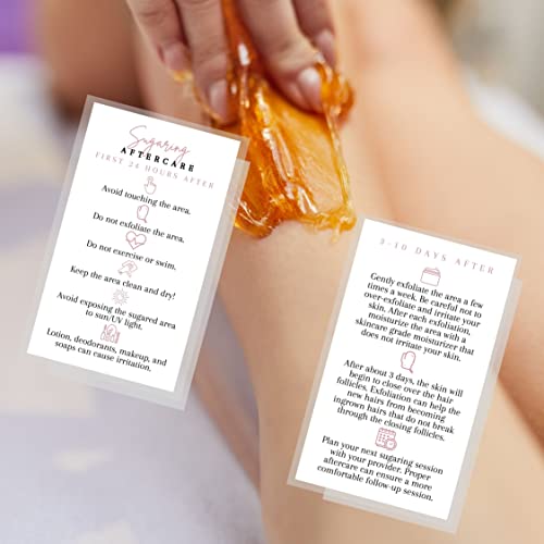 Sugaring Hair Removal Aftercare Cards | 50 Pack | 2x3.5¡± in Business Card | Sugaring Hair Removal Supplies | Waxing Supplies | White Card Design
