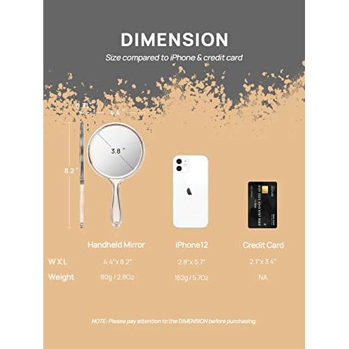 OMIRO Hand Mirror, Double-Sided Handheld Mirror 1X/3X Magnifying Mirror with Handle, Set of 12 (Clear)