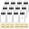 Layhit 12 Pack 6.8 oz (200ml) Push Down Lockable Pump Dispenser Bottle with Stickers, Alcohol Push Down Empty Refillable Container for Nail Polish Remover, Alcohol & Makeup Remover (Black Top Cap)