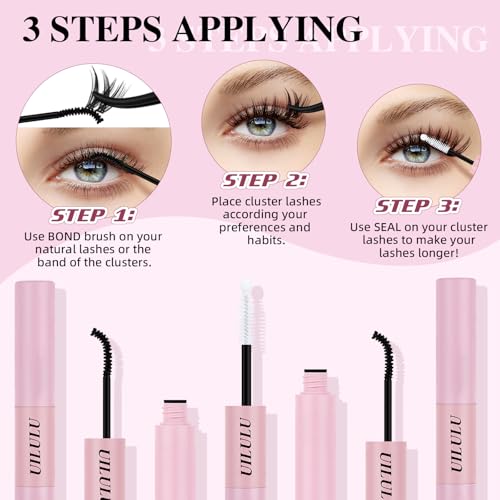 Lash Bond and Seal - 2-in-1 Lash Glue (5ml) & Sealer (5ml) for DlY Lash Extensions at Home, Waterproof Eyelash Adhesive for Cluster& Individual Lashes, Black Bond Eyelash Glue with Strong Hold