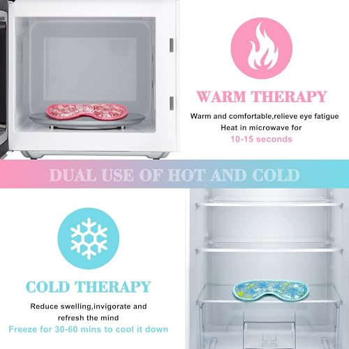 2 Pack Cooling Eye Mask, Reusable Gel Eye Masks for Puffy Eyes, Cold & Warm Compress for Dry Eye, Post Surgery, Puffiness, Allergies, Sinuses & Migraines Relief, Eye Masks for Sleep Unisex (Blue+Pink)