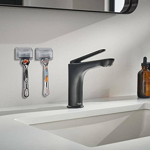 LUEXBOX 2 Pcs Plastic Razor Holders with Cover for Shower Wall, Self Adhesive Waterproof Razor Rack for Bathroom, Compatible with Fusion 5 Proglide, Mach 3 Classic(Grey)