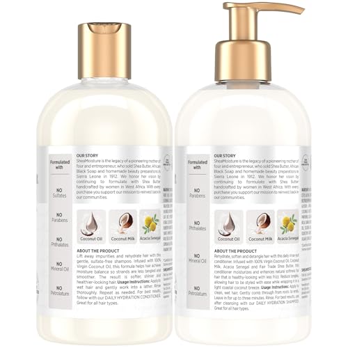 SheaMoisture Shampoo & Conditioner Set, Daily Hydration with Pure Coconut Oil ? New Look, Improved Creamy Lather, Cruelty-Free, 13 Oz Ea