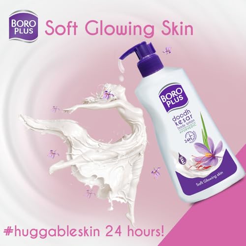 Boroplus Ayurvedic Body Lotion | with Milk & Saffron | Moisturizing Lotion for Dry Skin | Hydrates & Provide Soft and Supple Skin | 13.53 Oz/400ml