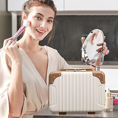 Hard Shell Beauty Case 30 * 15 * 22cm, Portable Waterproof Cosmetic Case with Elastic Band and Zipper, ABS Makeup Travel Case for Women Girl for Lipstick Skin Care