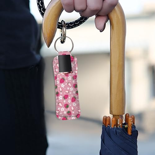 CLOHOMIN Chapstick Holder Keychain Girl Lip Gloss Holder Organizer Neoprene Lipstick Protective Sleeve for Women