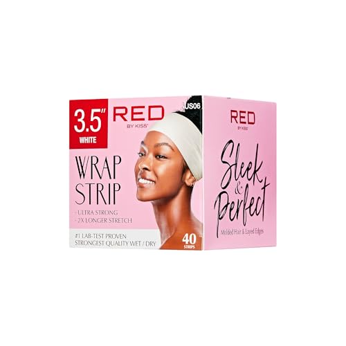 Red by Kiss Hair Wrapping Strip, Ultra Strong 2X Longer Stretch, 40 Strips, Suitable for Wet/Dry Hair, White, Styling Paper for Sleek Hairstyles (3.5", White, 1 Pack)