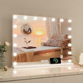 Vanity Mirror with Lights and Bluetooth, Makeup Mirror with 15 Dimmable LED Bulbs/USB Charging/Smart Touch/3 Colors Dimmable/10X Magnification/360¡Æ Rotation, Desktop&Wall Mount, Bedroom&Dressing Room