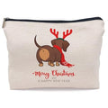 Funny Dachshund Christmas Makeup Bag Cosmetic Bags for Women, Dachshund Gifts for Women, Dachshund Mom Gifts, Dachshund Christmas Small Makeup Cosmetic Bag for Purse