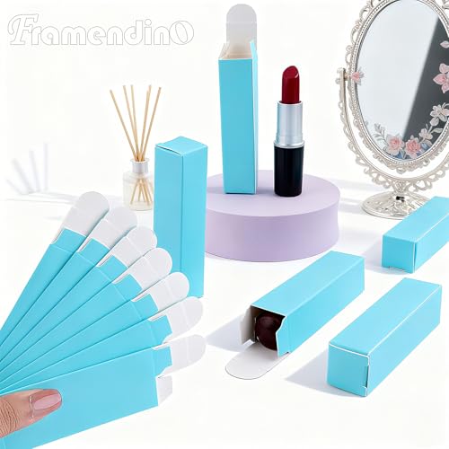 Framendino, 50 Pack Blue Kraft Lipstick Boxes Rectangle Reusable Lip Balm Packaging Cases Gift Wrapping Box for DIY