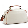 Telena Travel Toiletry Bag Makeup Cosmetic Bags for Women Waterproof PU Leather Toiletry Organizer Portable Large Capacity Beige with Brown