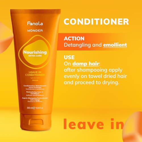 Fanola Wonder Hydrating Leave In Conditioner for Frizzy Hair - Nourishing & Restructuring Hair Conditioner for Dry & Damaged Strands - Helps Enhance Softness, Shine & Brightness (300 ml)