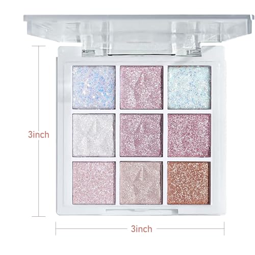 9-Color Glitter Eyeshadow Palette Set ? High Pigment Matte & Shimmer Eye Shadow Powder, Creamy Waterproof Long-Lasting Makeup Palettes for Natural to Bold Eye Looks,25# Snow White