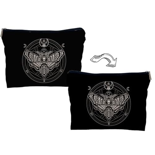 Moth Dead Head Makeup Bag, Witchy Gifts Witch Stuff Makeup Bag Cosmetic Bags for Women, Gothic Small Makeup Cosmetic Bag for Purse