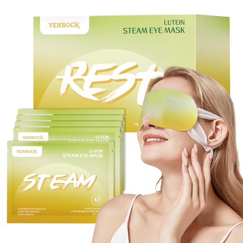 Venrock Lutein Self-Heating Steam Eye Mask 10 Packs - Heated Warm Compress for Dry Eyes, Dark Circles & Puffiness, Disposable SPA Sleep Mask, Travel Essentials & Relaxation Gifts