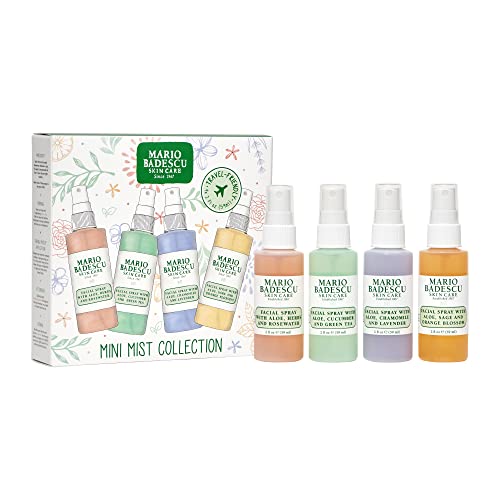 Mario Badescu Mini Mist Facial Spray Collection with Rose Water,Cucumber,Lavender and Orange Blossom,Multi-Purpose Cooling and Hydrating Face Mist for All Skin Types,2 Fl Oz,(Pack of 8)