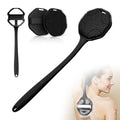 3PCS Extender Handle Set,17in Lengthen Detachable Long Handle Back Brush*1,Silicone Body Scrubber for Gentle Exfoliating and Massage Can Produce Rich Foam*2,Long Handle Back Scrubber for Men (Black)