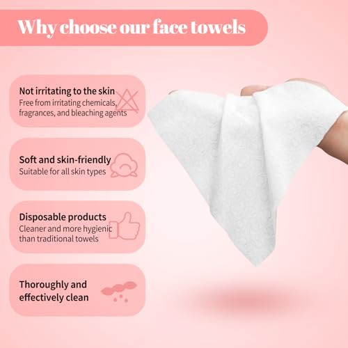 800 Count Face Towels,Super Soft and Thick Face Cleansing Towelettes for Sensitive Skin, Disposable Facial Towels for Makeup Removal and Clean Skin,Biodegradable Facial Towel,(8 Box)