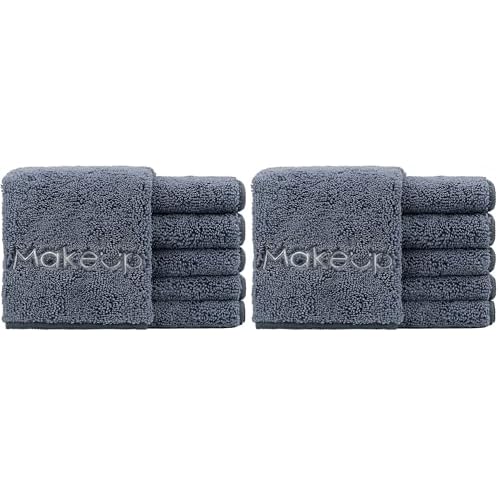 HOMEXCEL Makeup Remover Wash Cloth 12 Pack, Soft Quick Dry Facial Cleansing Makeup Towels, Fingertip Face Towel Washcloths for Hand and Make up, 13 x 13 Inch, Grey