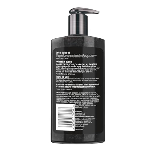 Bior? Men's Skincare Charcoal Face Wash, Deep Cleans Pores & Refreshes Skin, 6.77 Fl. Ounces