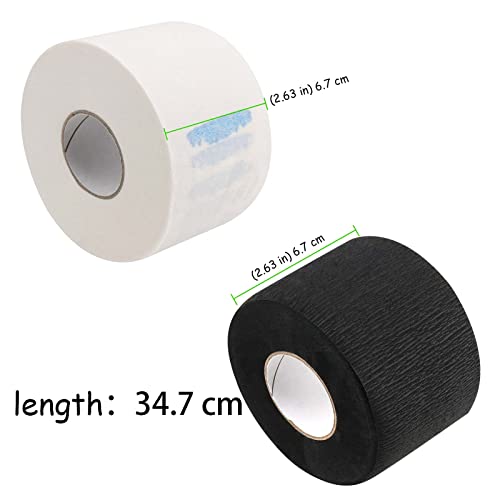 10 Rolls Disposable Barber Paper Neck Strips, 1000 Strips Professional Stretchy Paper Neck Band, Protector Stretchy Strips Cutting Accessories for Hair Cut, Beauty Salon, Black and White