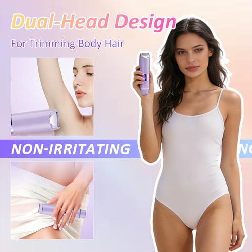 Women Trimmer for Pubic Hair, Womens Shaver for Pubic Hair, Waterproof Painless Bikini Trimmer Electric Razor for Women Teen Girl Gifts, Purple