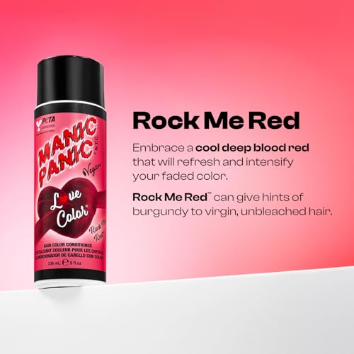 MANIC PANIC Cool Deep Blood Red Color Depositing Conditioner - Love Color Hair Conditioner Keeps Hair Vibrant, Nourished & Refreshed - Formulated with Shea Butter & Quinoa - Rock Me Red (8oz)