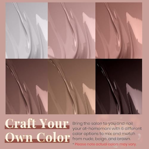 Beetles Neutral Gel Polish Set - Nude Pink Brown Neutral White Colors 6 Colors Gel Nail Polish Set for Nail Art Manicure Soak Off Uv LED Nail Lamp Needed Gifts for Women Coffee Time
