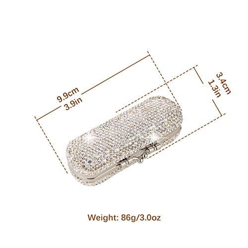 AsAlways Shiny Rhinestone Crystal Portable Lipstick Case with Mirror Portable Bling Diamonds Makeup Cosmetic Storage Holder for Travel Ladies Fashion