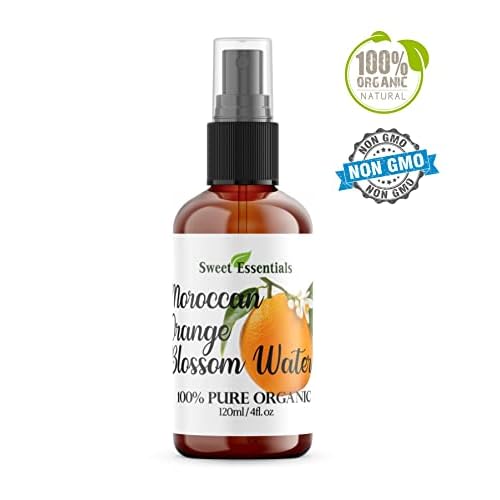 Premium Organic Moroccan Orange Blossom (Neroli) Water | 4oz Spray Imported from Morocco | Food Grade | Packed with Natural Antioxidants. Perfect for Hydrating & Rejuvenating Your Face & Neck