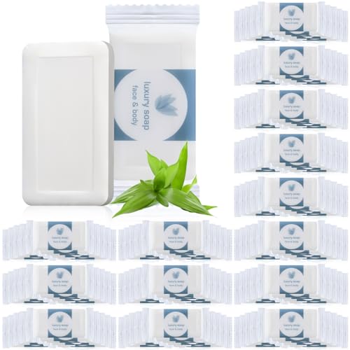 Kacctyen 100 Pcs 0.35oz Mini Bar Soap Bulk Individually Wrapped Bulk Hand Hotel Soap Bars Travel Size Toiletries for Vacation Hospitality Guest Bathroom Rentals