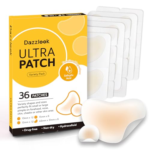 Ultra Pimple Patch Variety Pack Hydrocolloid Pimple Patches with Salicylic Acid for Covering Small & Large Zits and Blemishes, Spot Stickers for Face and Skin (36 Counts)