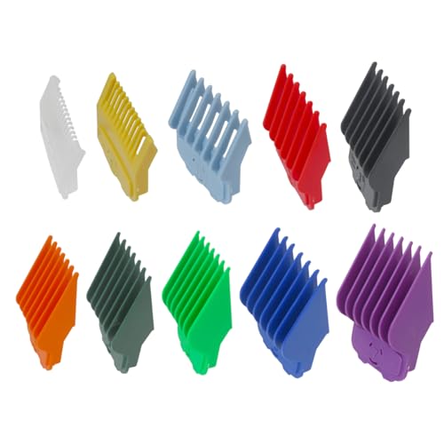 US! 10-Pack Magetic Clipper Guards Set for TPOB Slime2, Color Coded Clipper Guides Replacement - Length: 1/16" to 1"