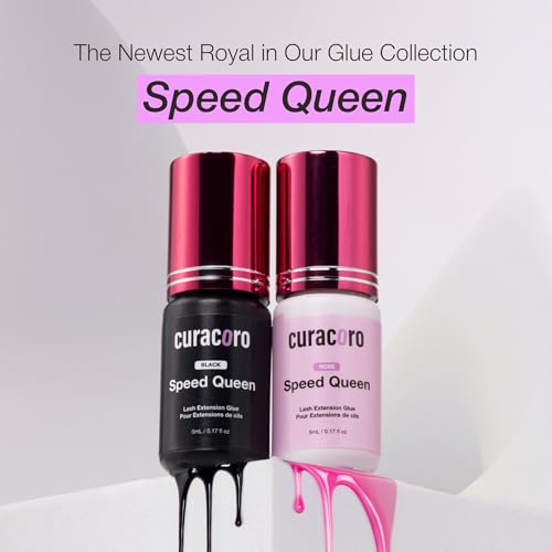 Curacoro Professional Eyelashes Glue - Extra Strong Adhesive for Salon Use, Bubblegum Pink, 0.5-1 Sec Drying Time, 0.17 fl.oz / 5ml - for Trained Lash Technicians Only