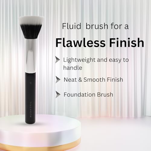 EVAGARDEN Fluid Foundation Brush 27 - Double Fiber Synthetic Yarn Bristles - Guarantees Precise, Uniform Application of Cream and Liquid - Releases Adequate Product for Neat, Smooth Finish - 1 Pc