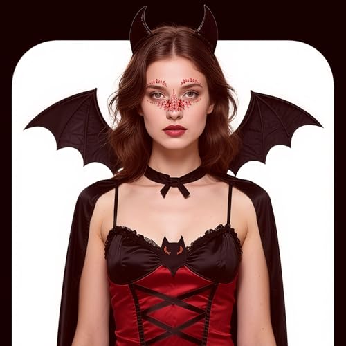 Red Face Gems Rhinestone Temporary Tattoo Sticker Halloween Eye Body Face Tattoos Party Makeup Self-Adhesive Face Jewels Crystal Makeup Diamonds Holiday Festival Party Supplies 2PCS