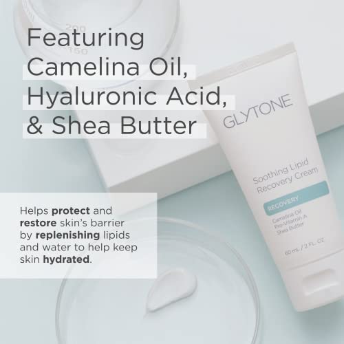 Glytone Soothing Lipid Recovery Cream | Face Moisturizer Hydrates, Calms & Restores Skin Barrier with Camelina Oil, Pro-Vitamin A & Shea Butter | Soothing Cream for Dry and Sensitive Skin - 2 fl oz