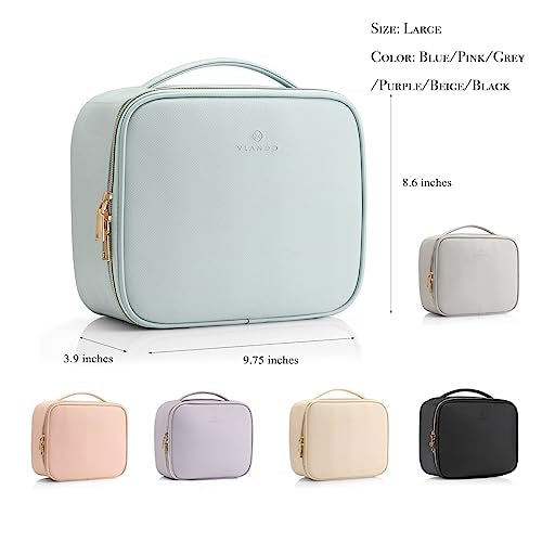 Vlando Toiletry Bag, Large Wash Bag, Travel Cosmetic Make-up Bag, Multi-compartment with Dividers for Cosmetics Makeup Brushes Toiletry Jewelry Accessories, Beige