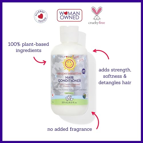 California Kids Conditioner | Super Sensitive | Unscented | 100% Plant-Based | Rinse-out or Leave in Conditioner | Moisturizing | 251 ml / 8.5 oz