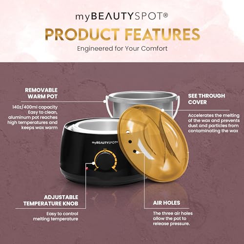 My Beauty Spot Wax Machine & Wax Kit for Women - At-Home Hair Removal Waxing Kit - Full Body Bikini Brazilian - Painless Wax Warmer Melter with Exfoliating Honey Wax Beads