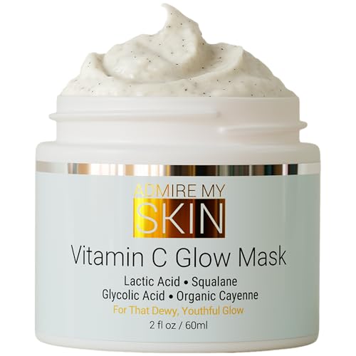 Vitamin C Mask for Face ? Brightening Face Masks Skin Care Contains Glycolic Acid and Lactic Acid + Squalane Oil ? Hydrating Beauty Face Mask for Glowing Youthful Skin and Smooth Even Skin Tone 2oz