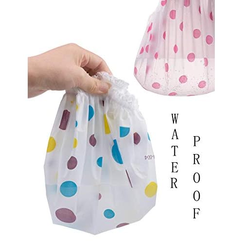 12 Pieces Reusable Waterproof Shower Caps,Durable Elastic Bathing Hair Cap,Beauty Salon Spa Shower Caps Lace Elastic Band Hair Bath Caps Shower Caps