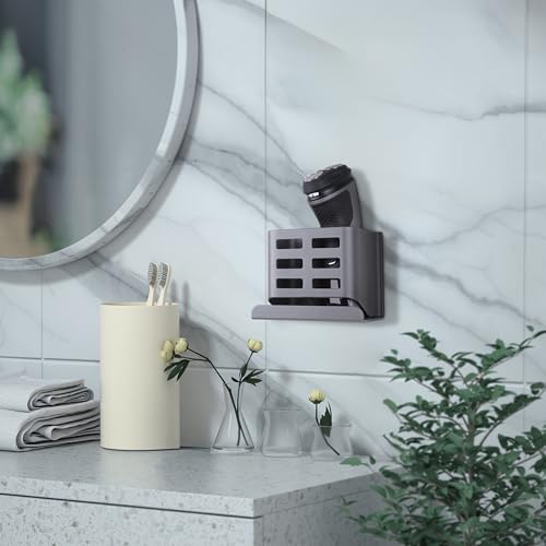 Linkidea Aluminum Electric Shaver Holder, Razor Holder Compatible with Philips Norelco Shaver 3600, Shaver 2400, Series 9, Shaver Storage Holder for Bathroom (Grey)