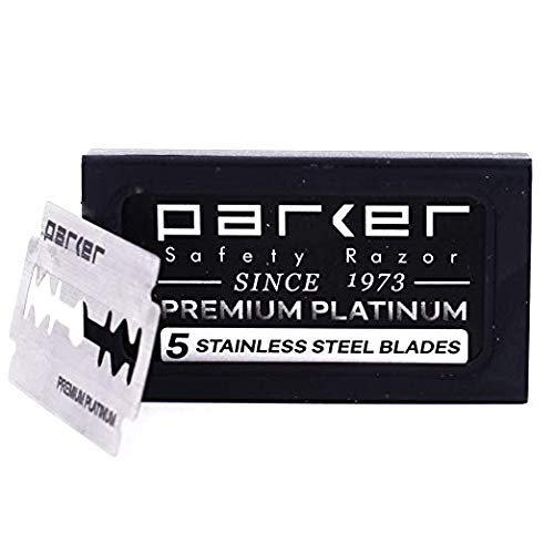 Parker 98R Heavyweight 3-Piece Double Edge Safety Razor ? Long Handle, Closed Comb Design for Smooth Wet Shaving, Includes 5 Platinum Blades ? Iconic Brand in Traditional Shaving
